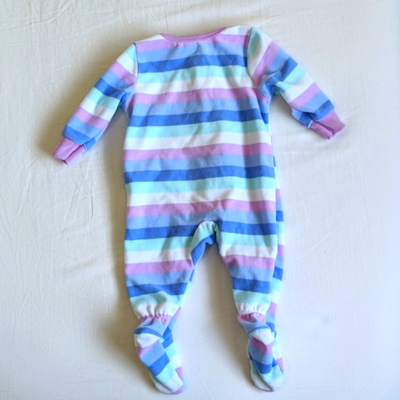 carter's striped fleece zipper footie sleeper pajamas 3 months baby girl - Picture 8 of 8